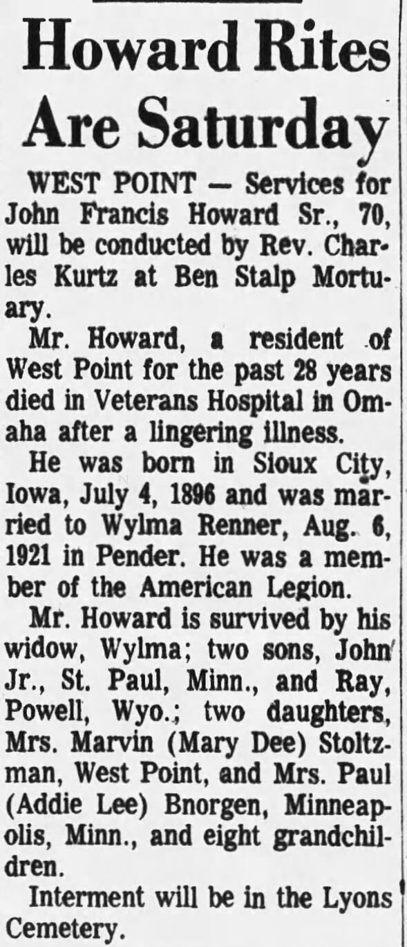 Obituary for Howard Howard (Aged 70)